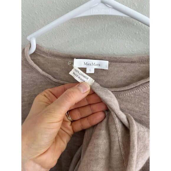 MaxMara Max Mara Women’s Sweater Large L Beige Thin Long Sleeve Knit Crewneck - Picture 5 of 6